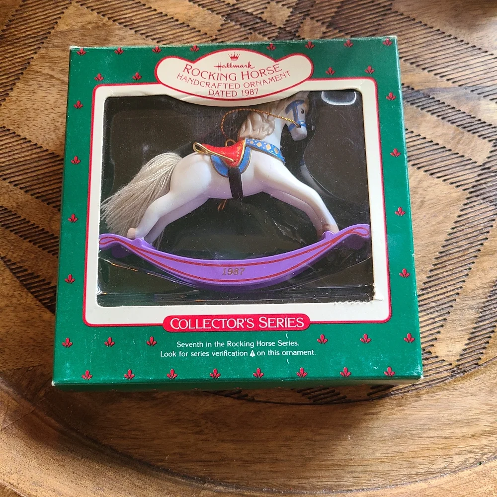Hallmark 1987 rocking horse ornament with box